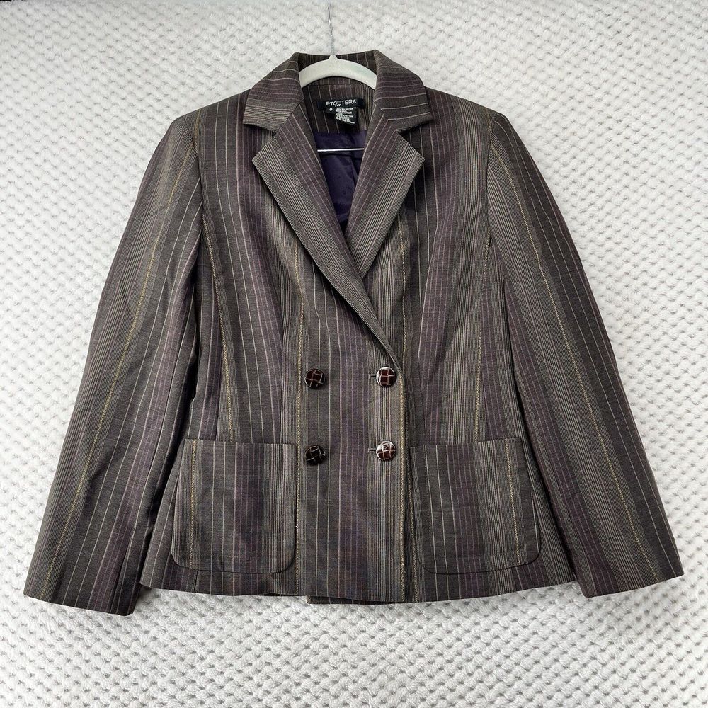Etcetera Pinstripe Blazer Double Breasted Career … - image 1